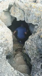 High angle view of rocks