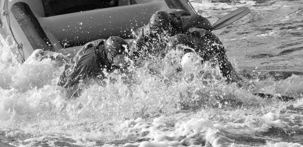 Man splashing water