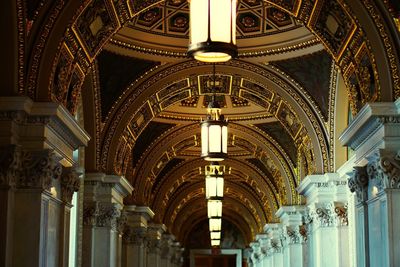 Low angle view of illuminated ceiling