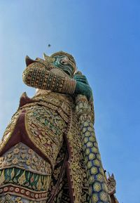 Low angle view of statue against clear sky