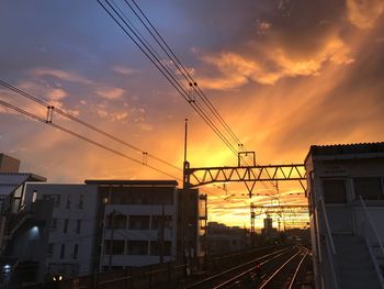 Silhouette train against sky during sunset