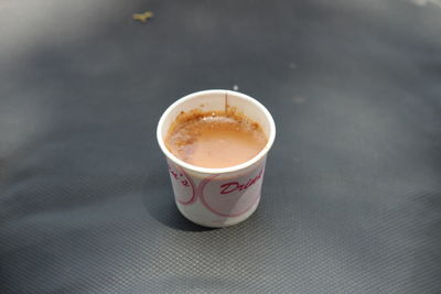 High angle view of coffee on table