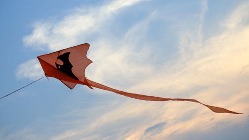 Low angle view of flag against sky