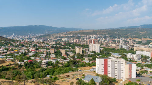 High angle view of townscape against sky