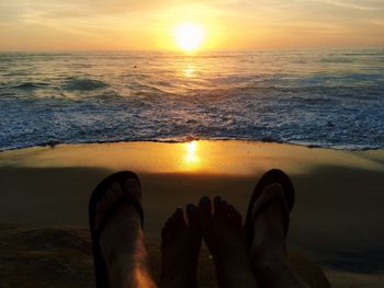 Scenic view of sea during sunset