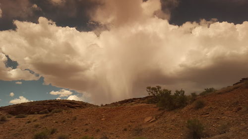 Panoramic view of arid landscape against sky
