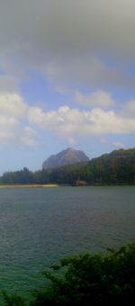 Scenic view of lake against cloudy sky