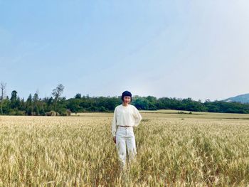 Man standing in land