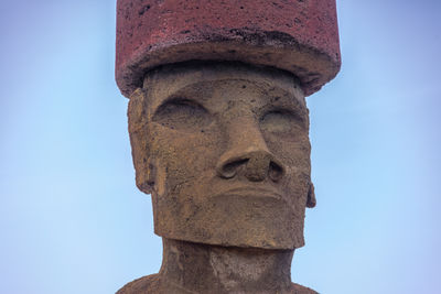 Low angle view of statue against clear sky