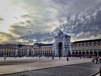 Low angle view of historic building against cloudy sky