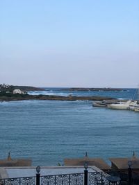 Scenic view of sea against clear sky