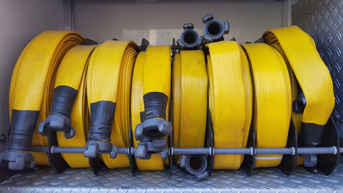 Fire hose in vehicle