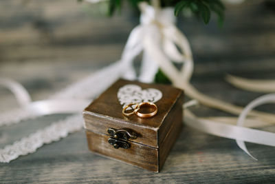 Close-up of key on table