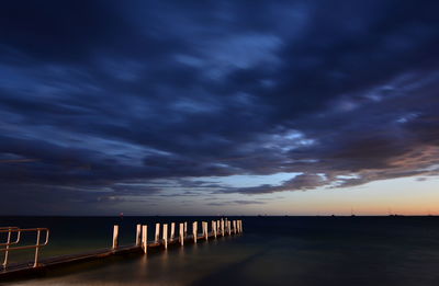 Scenic view of sea against sky at sunset