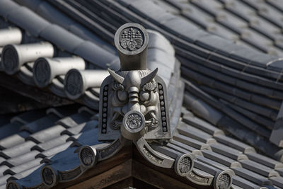 Full frame close-up detail of a pagoda tile roof