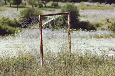 Close-up of soccer field