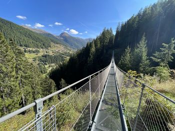 Rear view of man walking on mountain