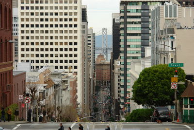 View of city street and buildings