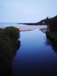 Scenic view of sea against clear sky