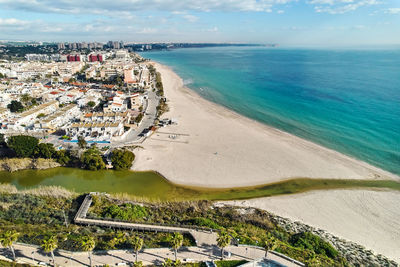 High angle view of beach against sky