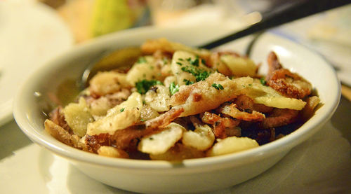 Close-up of meal served in plate