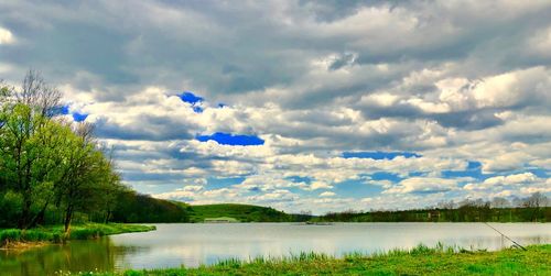 Scenic view of lake against sky