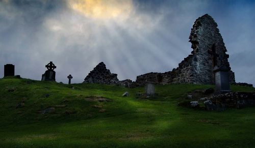 View of castle at night