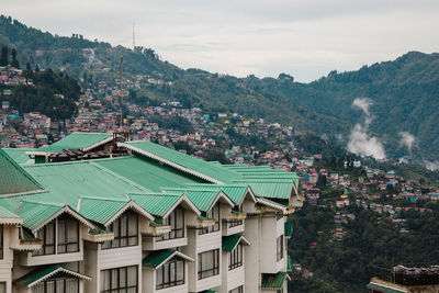 High angle view of buildings in city