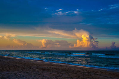 Scenic view of sea against sky during sunset