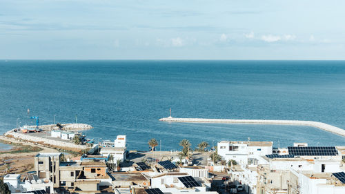 High angle view of sea against sky