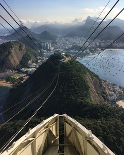 High angle view of suspension bridge