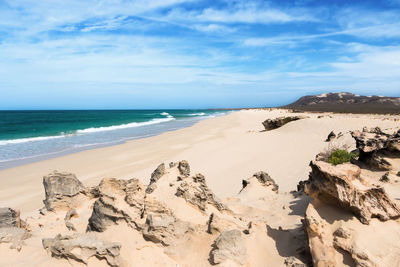 Scenic view of beach against sky