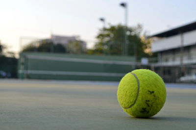 Close-up of green ball on table