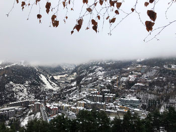 Aerial view of city during winter