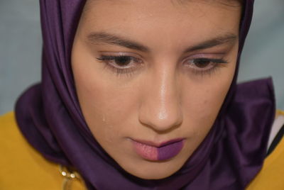 Close-up portrait of a beautiful young woman