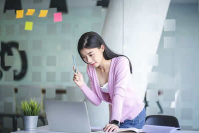 Woman working with laptop