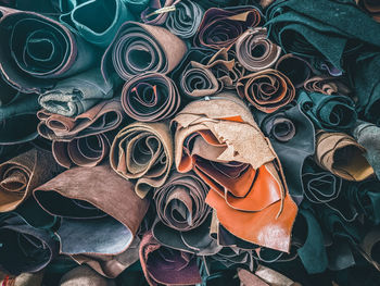 Full frame shot of leather on table