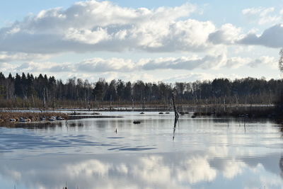 Scenic view of lake against sky