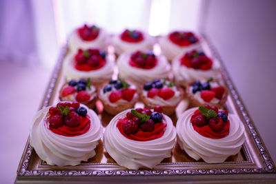 Close-up of cupcakes on table