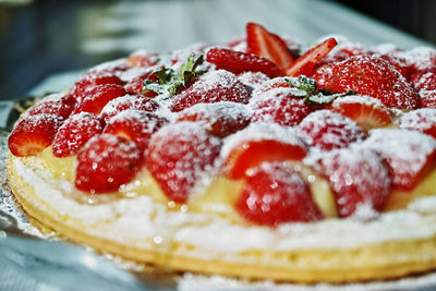 Close-up of strawberry cake