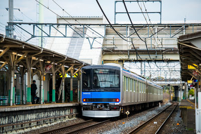 Train on railroad station platform