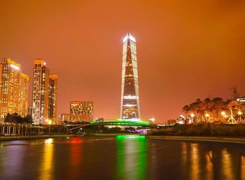 Illuminated city at night