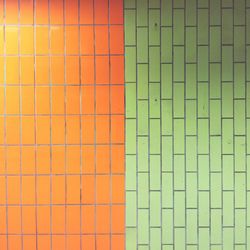 Green and orange patterned wall