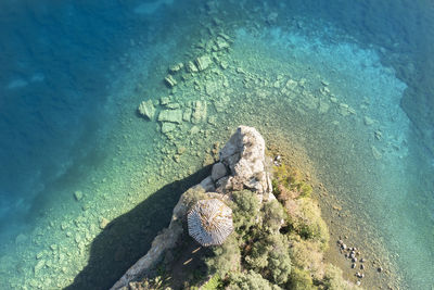 High angle view of sea waves