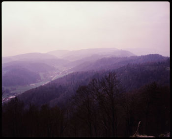 Scenic view of mountains against clear sky