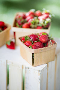 Close-up of strawberries in box