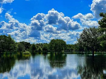 Scenic view of lake against sky