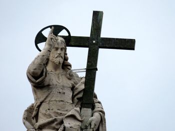 Low angle view of statue against clear sky