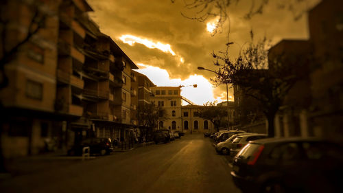 City street at sunset
