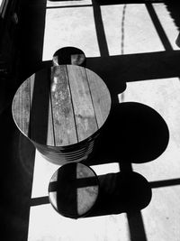 High angle view of electric lamp on table